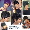 MOONSHOW Black Pixie Cut Wig Short Pixie Wigs for Women