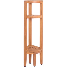 AquaTeak Kai Teak Corner Bath Shelf with Angled Shaving & Washing Foot Rest