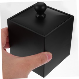 KONTONTY Cotton Swabs Storage Box with Lid Black Toothpick Organizer for Home Use Ideal for Cosmetic Cotton Buds Pads and Balls Elegant Vanity Storage Solution