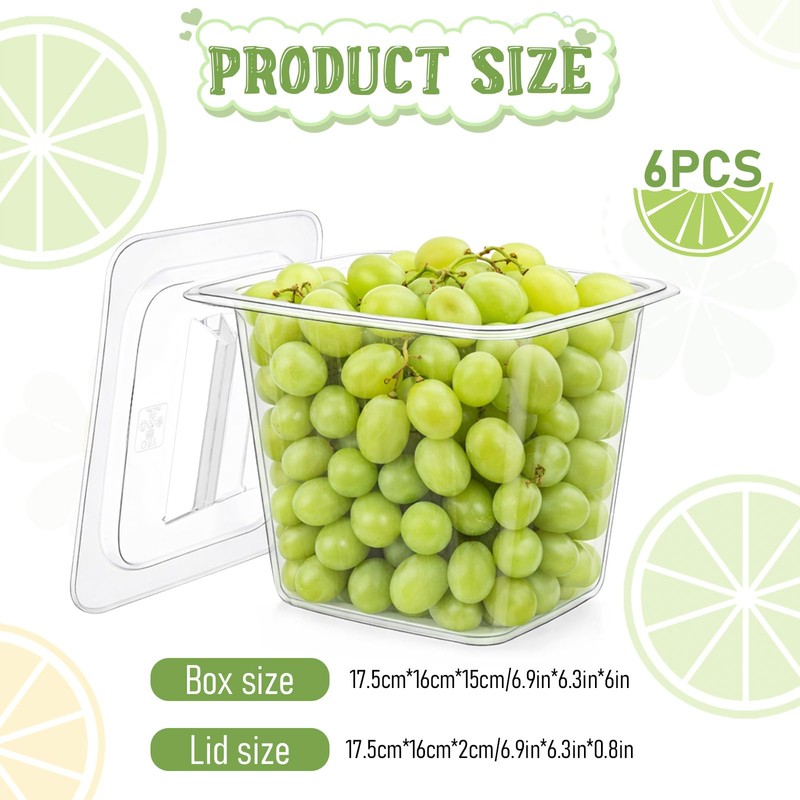 Xosjska Plastic Food Pan with Lids 1/6 Size Stackable Food