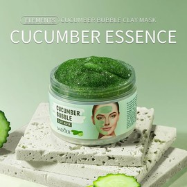 Cucumber Bubble Mud Mask, a facial treatment with cucumber extract and coix lacryma, moisturizing formula for all skin types
