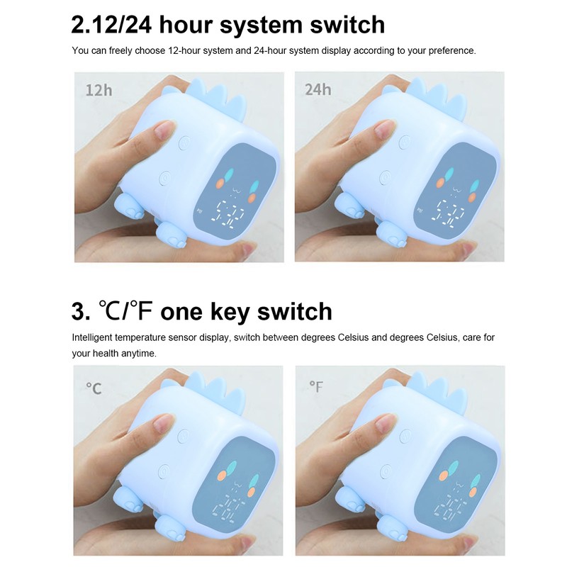 LED Alarm Clock Mini Portable Voice Control Temperature Display USB