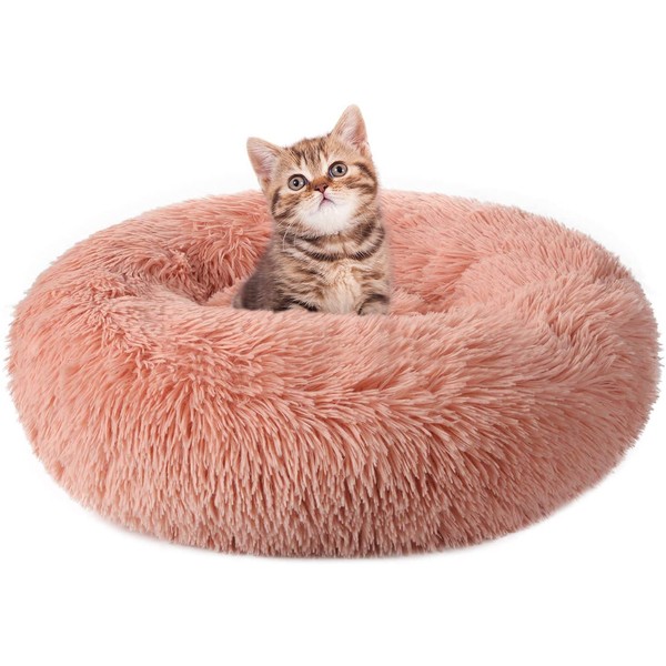 rabbitgoo Cat Bed for Indoor Cats, Soft Plush Donut Cuddler