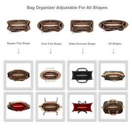 ZTUJO Purse Organizer Insert For Handbags, Silky Bag Organizer With 2 Zippers For Speedy Neverful Tote and More (Beige, Medium)