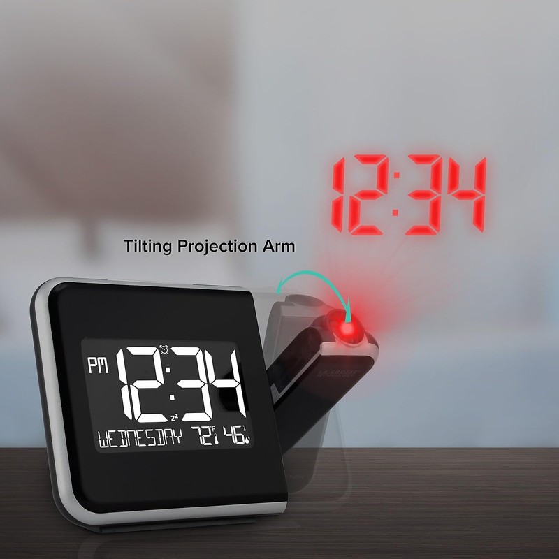 La Crosse Technology 616-1412 Projection Alarm Clock with Indoor Temperature