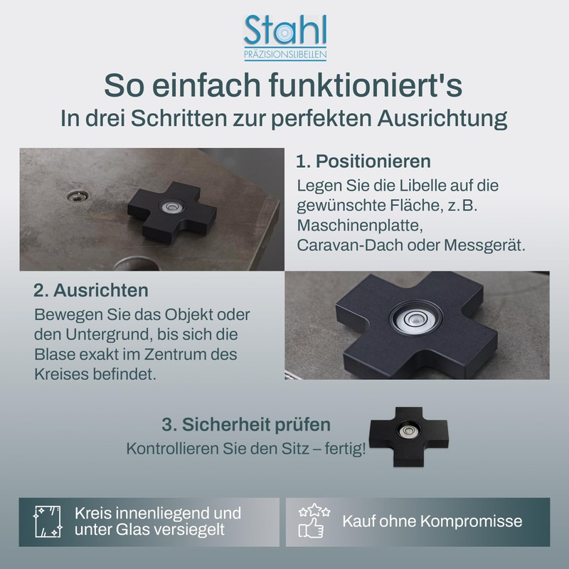 Stahl Präzisionslibellen Cross Spirit Level - Compact & Robust Spirit