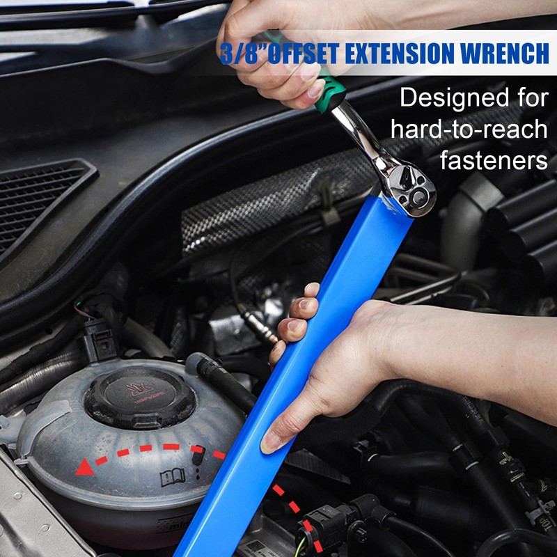 DUSCOKE Impact-Ready Offset Extension Wrench Set, 15.4" Ratchet Extension Wrench