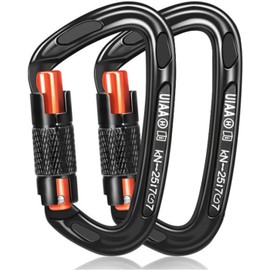 Mosquetones 2 Piezas de 25 KN con Bloqueo de Tornillo Aluminio Mosquetones de Seguridad para Escalada, Carabiner de Alta Fiabilidad, Ideal para Hamacas y Mascotas, Diseño Táctico