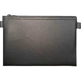 School-MaxX Bank Bag Faux Leather Black Document Case Wallet Money Bag, black, Classic