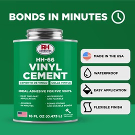 HH-66 Vinyl Cement, 16 oz. can - Vinyl Adhesive, Cement Glue, Repair Glue, Inflatables, Pool Liner, Tarps, Tents, Awnings, Mats, Covers, Waterproof, High Strength, Long Lasting, RH Adhesives
