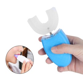 Cepillo de dientes eléctrico de silicona en forma de U recargable a prueba de agua Cuidado bucal ultrasónico Cepillo de blanqueamiento de limpieza de dientes con 4 modos(Azul)