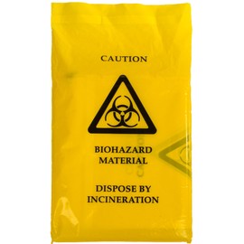 White Hinge White Hinge 10x Yellow Biohazard Bags - 35cm x 20cm - Self Seal Clinical Sick/Vomit Disposal