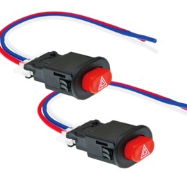 ECOTECT Motorcycle Hazard Switch, General Purpose DC 12 V Car, Rear Included, ON-OFF Push Type (2 Pieces)