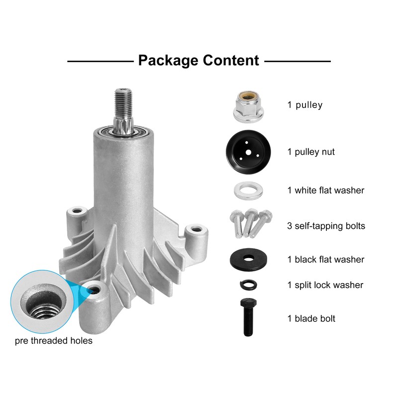 Fourtry 130794 Spindle 153535 Pulley Compatible with Craftsman Mower -