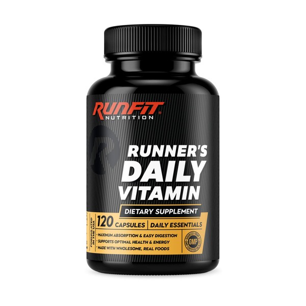 Runner's Daily Vitamin - Multivitamin for Runners - Boosts Energy & Endurance - Immune Support - Made from Real Foods & Gentle on Your Stomach - 120 Liquid-Filled Caps - 2 Month Supply!