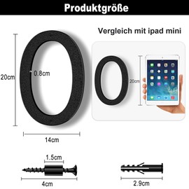 Yafimea House Number Plaque Large Mdoerne Made of ABS Plastic in 3D Look 20 cm Black