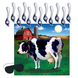 Beistle Pin the Tail on the Cow Game | 14-Pcs Game | 1-Pack , 17.25" x 19"