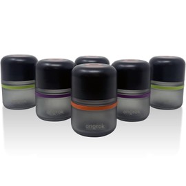 ONGROK Glass Storage Jar, 80ml, 6 Pack, UV Herb/Spice Jar with Child Resistant Lid, Color-Coded Glass Containers Air Proof to Preserve Smell and Aroma, Perfect Size to Store in a Drawer or Cupboard