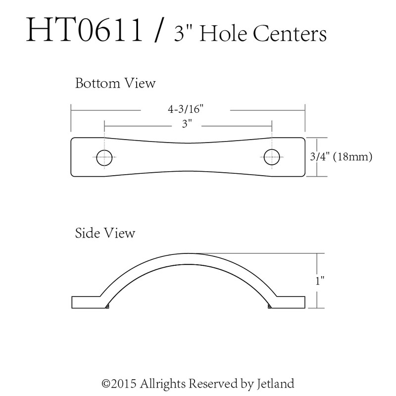 JETLAND Arched Hammered Cabinet Pulls - 6-Pack, Aged Silver, 3"