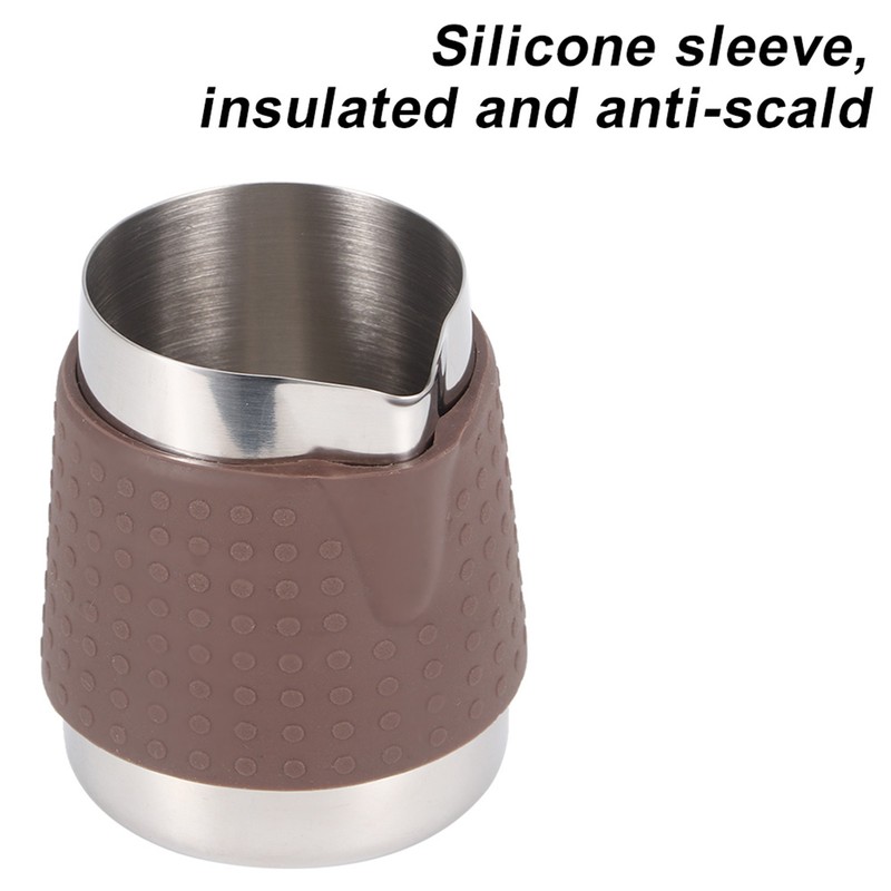 350ml Stainless Steel Milk Frothing Cup Anti-Scald Silicone Coffee Pitcher
