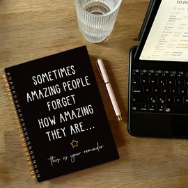 NEFMGEG Black Motivational Inspirational Notebook Journal, Positive Affirmation Notebooks Journal for Men, Black Office Supplies, Sometimes Amazing People Forget Notebooks, 5.5x8.3 Inch