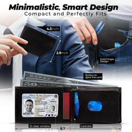 KYEIF Mens Wallet Leather - Slim Men Wallets with RFID Blocking, Bifold with Card Holder, AirTag Compatible