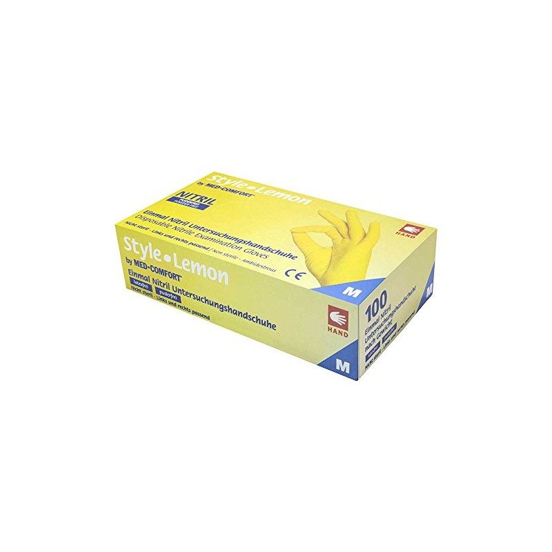 100 Powder Free Nitrile Gloves in Yellow Style Lemon by