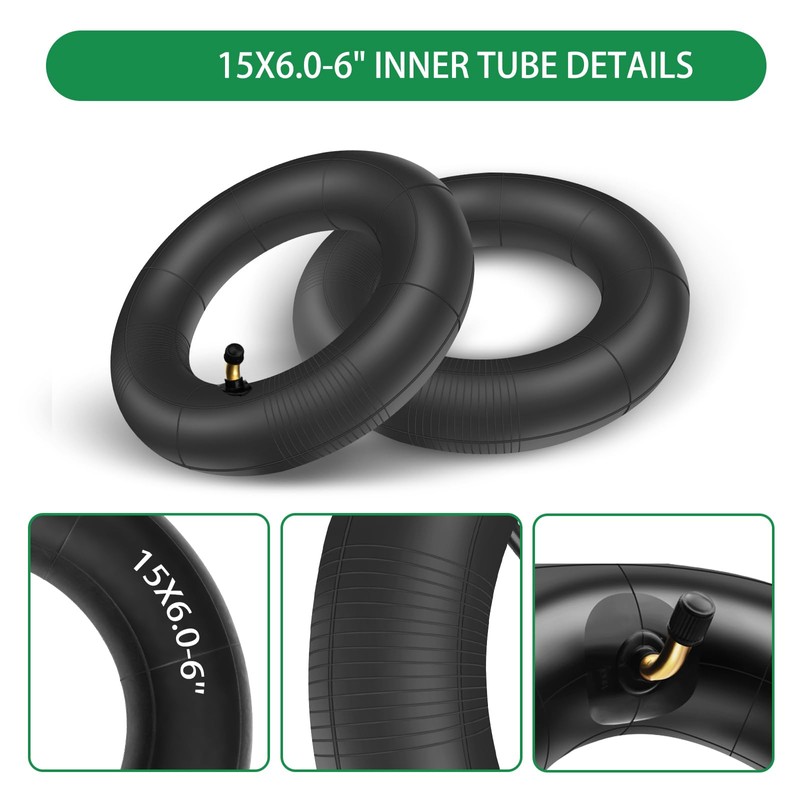 LAXEEM 2Pack 15x6.00-6" Inner Tubes with TR87 Angled Valve Stem