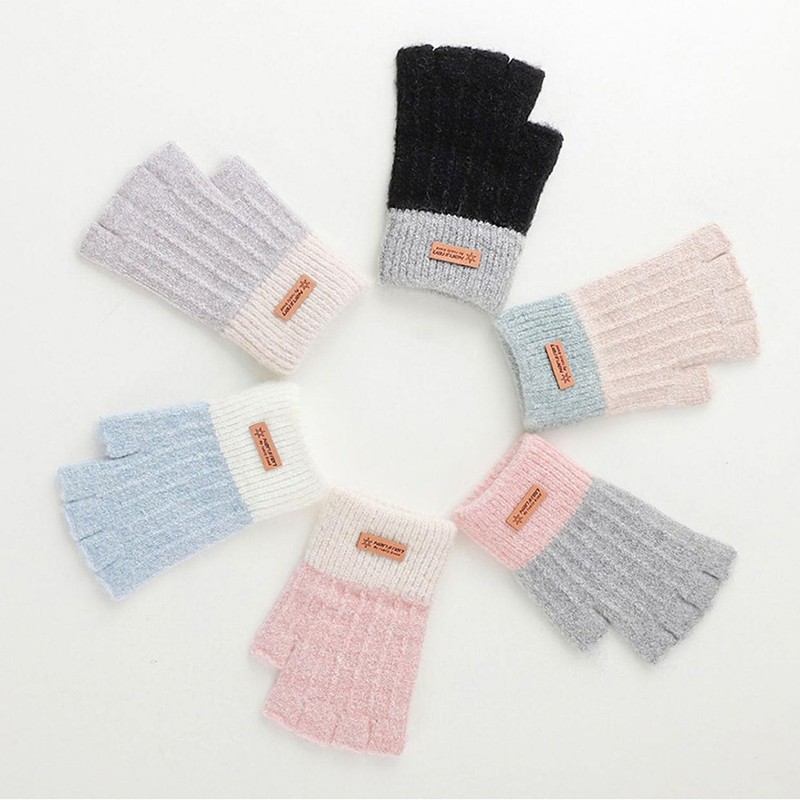 Geoxury Fingerless Gloves - Half Finger Mittens Winter Knitted Thermal