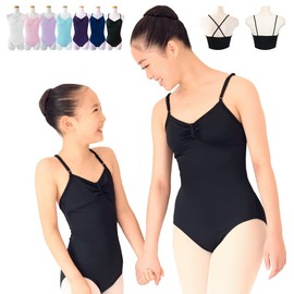 Scl001 Ballet Leotards, For Children and Adults, Ribbon Passe Black, Absorbent, Quick-Drying, UV Protection, Kids, Children, Juniors, Adults, Made in Japan, Black, Lycra Material, Ballet Supplies