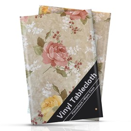 Broder Manufacturing Inc Rose Garden Flannel Backed Vinyl Tablecloth Indoor Outdoor, 60-Inch by 84-Inch Oval