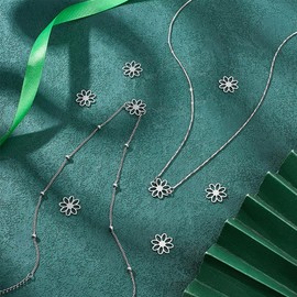 UNICRAFTALE Pack of 30 201 Stainless Steel Connecting Charms, Flower Connecting Pendants, Metal Hollow Charm Bracelet, Connecting Charm, Small Flowers Charm for Earrings, Necklaces, Jewellery Making,