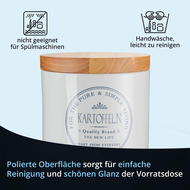 White ceramic storage jars with wooden lid., Salt