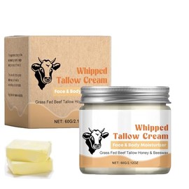 Beef Tallow Organic for Skincare, Sebo de Res Cream Organic, Crema de Sebo de Bovino, Hidratante Facial,Hidrata la Piel Seca, Apta para TodoTipo de Pi