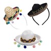 3PCS Straw Sombrero Hat, Fiesta Fabric Party Hats, Small Party