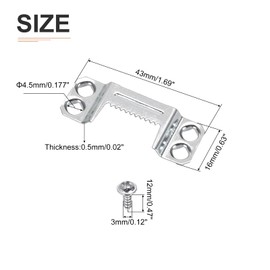 DTGN 43mm Saw Tooth Picture Hangers 4-Hole with Screws 50 Pcs - Good for Hanging Paintings Picture - Frame Hook Photos
