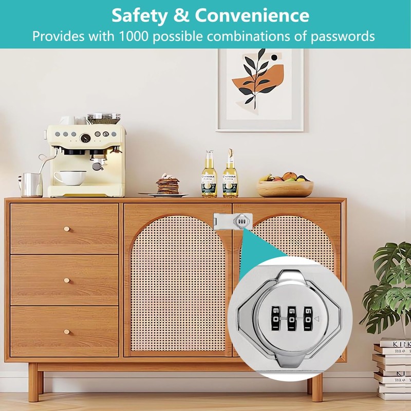 Closet Door Lock: 4.5inch Bifold Door Lock 3-Digit Password Cabinet