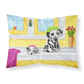 Caroline's Treasures AMB1099PILLOWCASE Bath Day Dalmatian Fabric Standard Pillowcase Lightweight Super Soft Easy Care Decorative Artwork Pillowcase, Standard