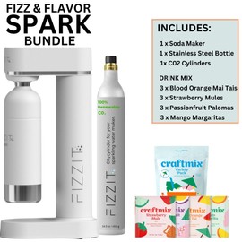 White Stainless Steel Sparkling Water Maker Soda Maker Includes 1 x CO2 Cylinder & 1L White Stainless Steel Bottle