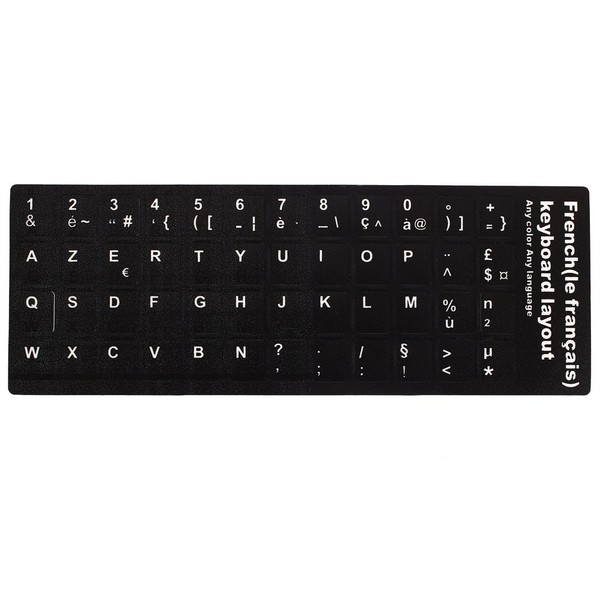 Jiayuane French Keyboard Stickers AZERTY with Non-Transparent Black Background &