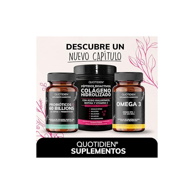 Quotidien Péptidos Bioactivos Colageno Hidrolizado Ácido Hialurónico Biotina Vitamina Suplemento