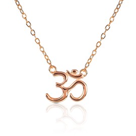 Diamond Treats Cute Rose Gold Om Necklace in 925 Sterling Silver, Cute Om Pendant Necklace for Women and Teenage Girls, Spiritual Rose Gold Necklace for Women, Dainty Rose Gold Jewellery for Women