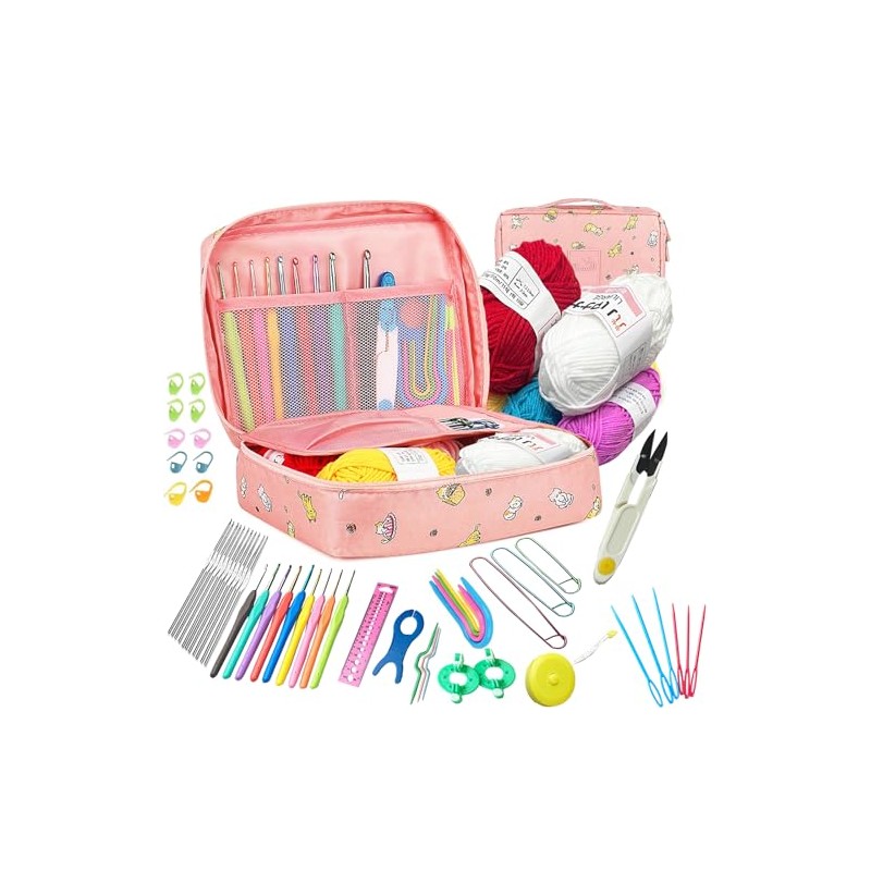 59 Pcs Crochet Hooks Kit Knitting Starter Kit for Adults