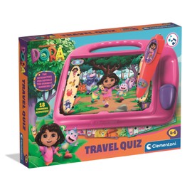 Clementoni E-Lektor Quiz Travel Dora - Educational Game with Interactive Pen & 9 Cards - Over 180 Tasks - Preschool Learning Toy for On the Go - 16683