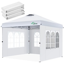 Acepic 3Pcs Instant Canopy Tent Sidewalls for 10x10 Pop-Up Canopy, Garden Gazebo, 210D Oxford Fabric Waterproof, White (Tent NOT Included)