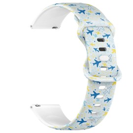 Compatible with Garmin Forerunner 255S/255S Music, 265S, Rey, Venu 2S, Venu 3S, Vivoactive 4S, Vivomove 3S, 18mm Replacement Sport Watch Band (Kids Color Planes) Silicone Soft Strap Bracelet