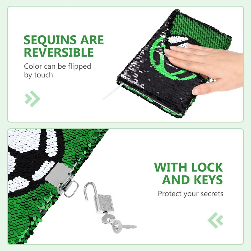 CLISPEED Diary for Boys with Lock and Keys, Football Pattern