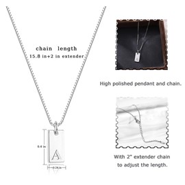Yimofy Initial Necklace for Women Stainless Steel Women's Dainty Letter Necklace Tiny A-Z Alphabet Pendant Box Chain Choker Necklace T