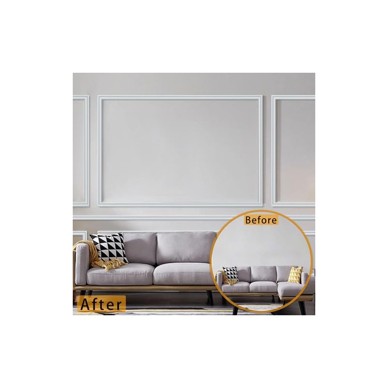 240"L x 0.9"W Peel and Stick Chair Rail Panel Molding,