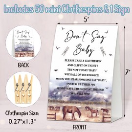 Don't Say Baby Baby Shower Game,for Gender Neutral Baby Shower Clothespin Game,Gender Reveal Games,Baby Shower Centerpiece,Cowboy Baby Shower Decorations,Baby Shower Sign,1 Sign & 50 Clothespins,3